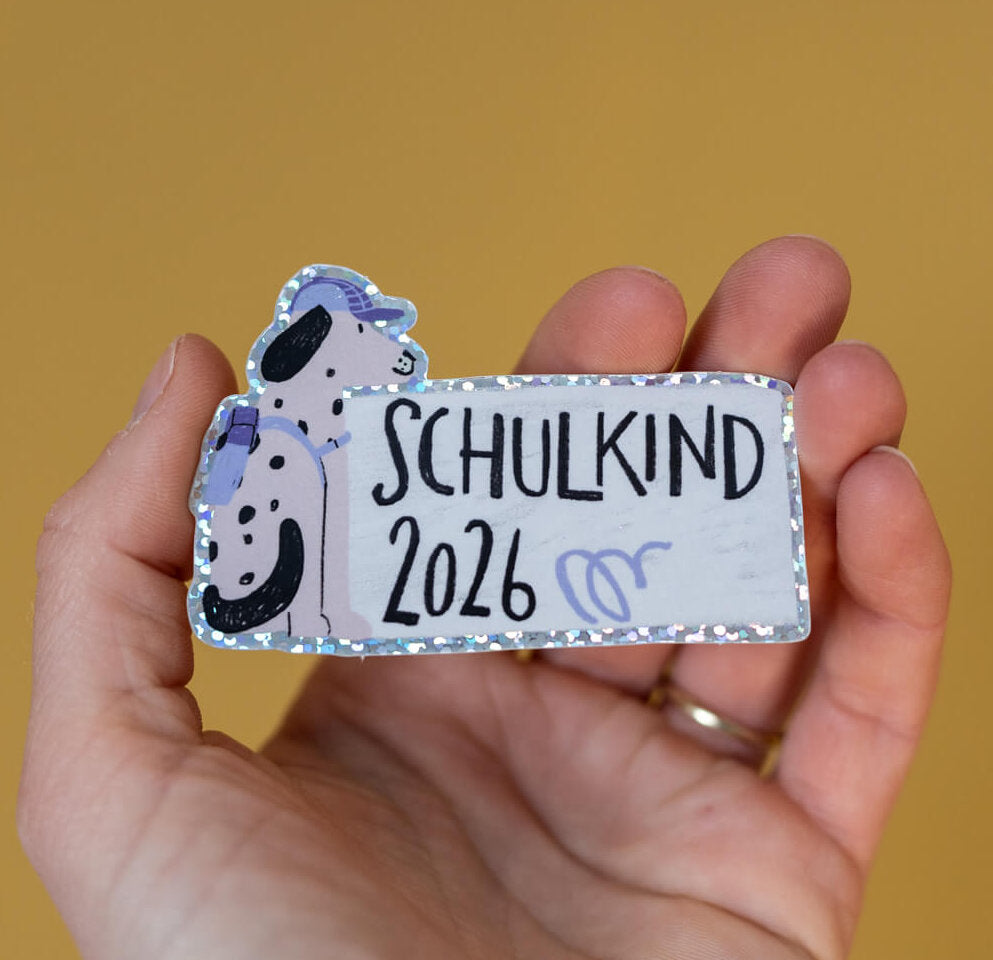Glitzersticker - Schulkind - Hund