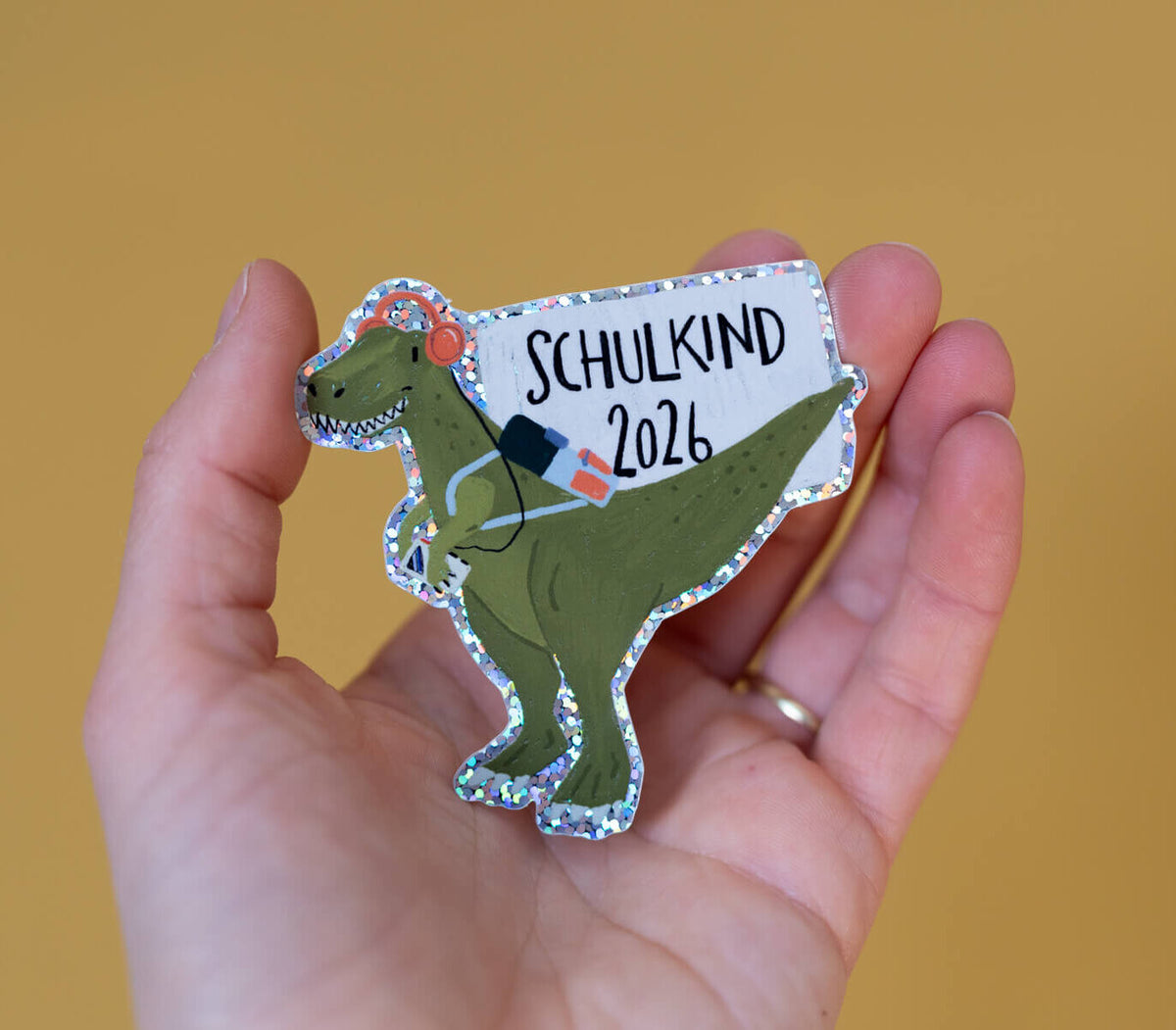 Glitzersticker - Schulkind - T-Rex