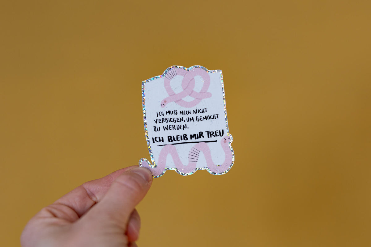 Glitzersticker - Regenwurm - Ich bleib mir treu