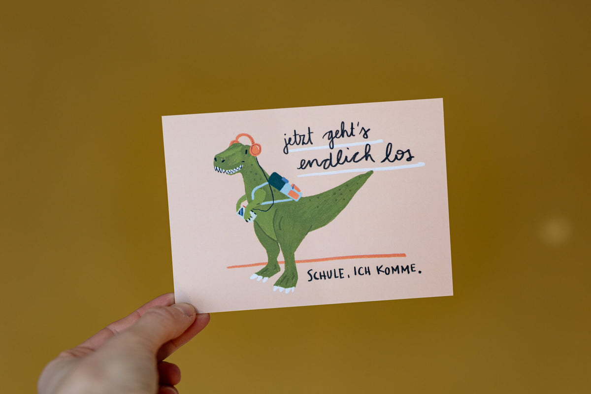 Karte - Schulkind T-Rex