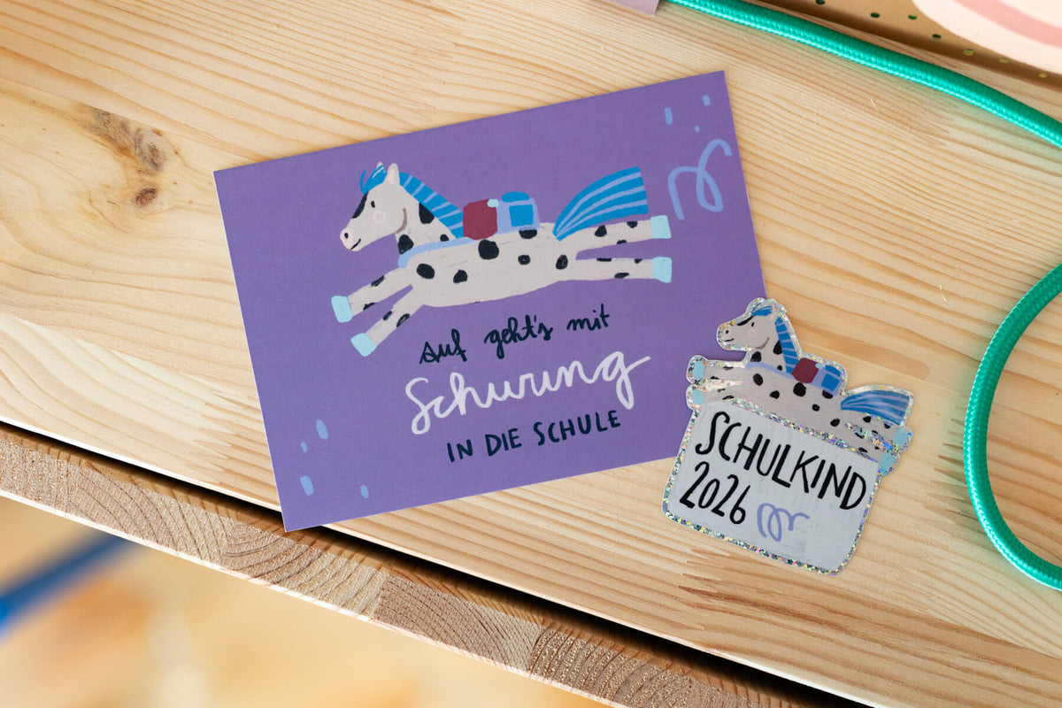 Glitzersticker - Schulkind - Pferd