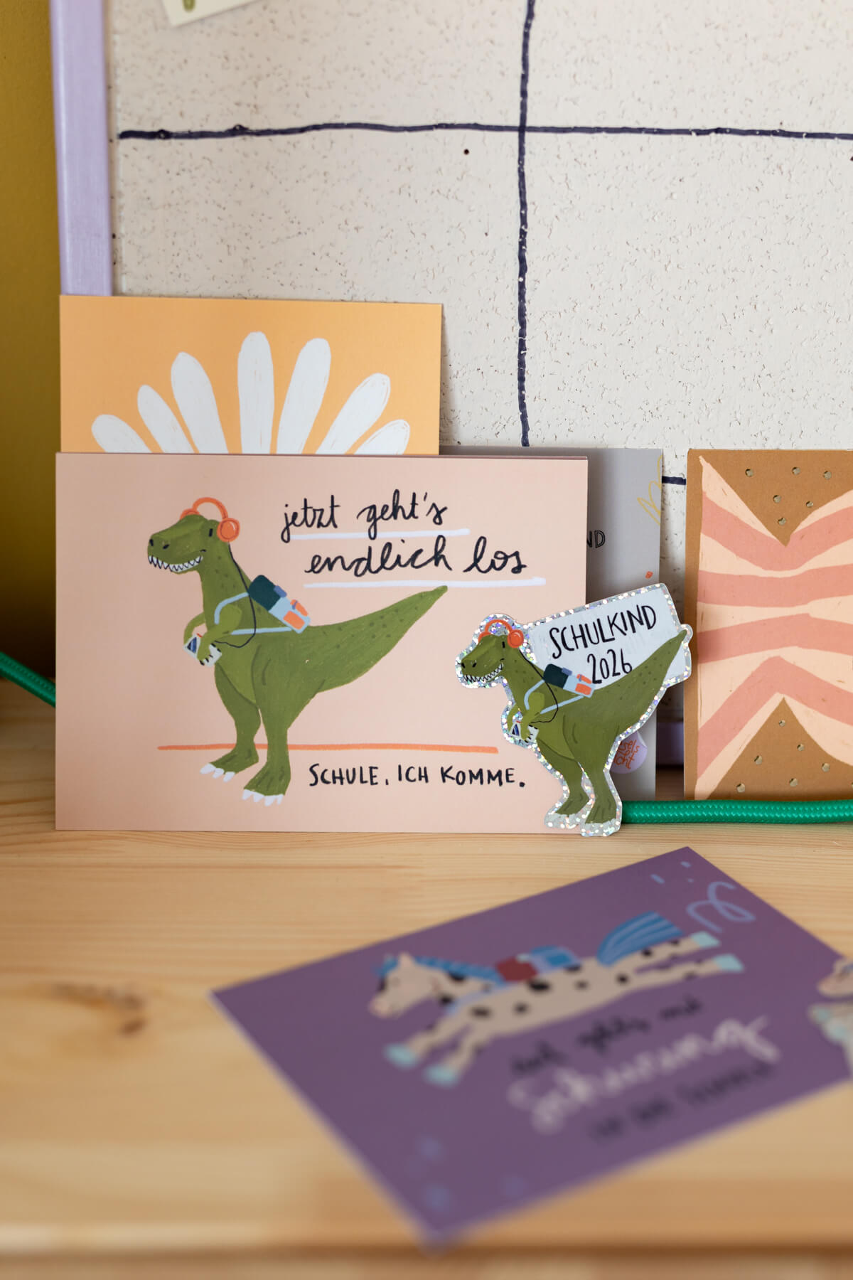 Karte - Schulkind T-Rex