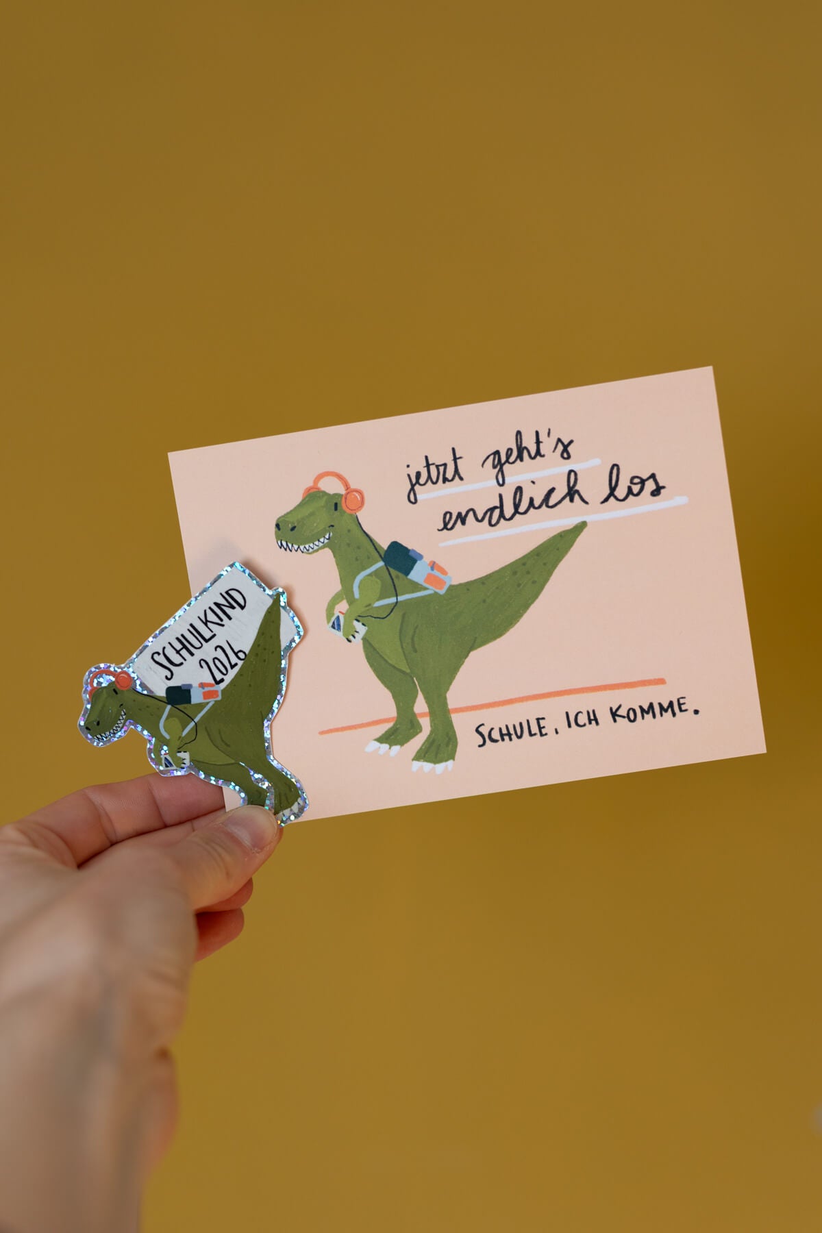 Glitzersticker - Schulkind - T-Rex