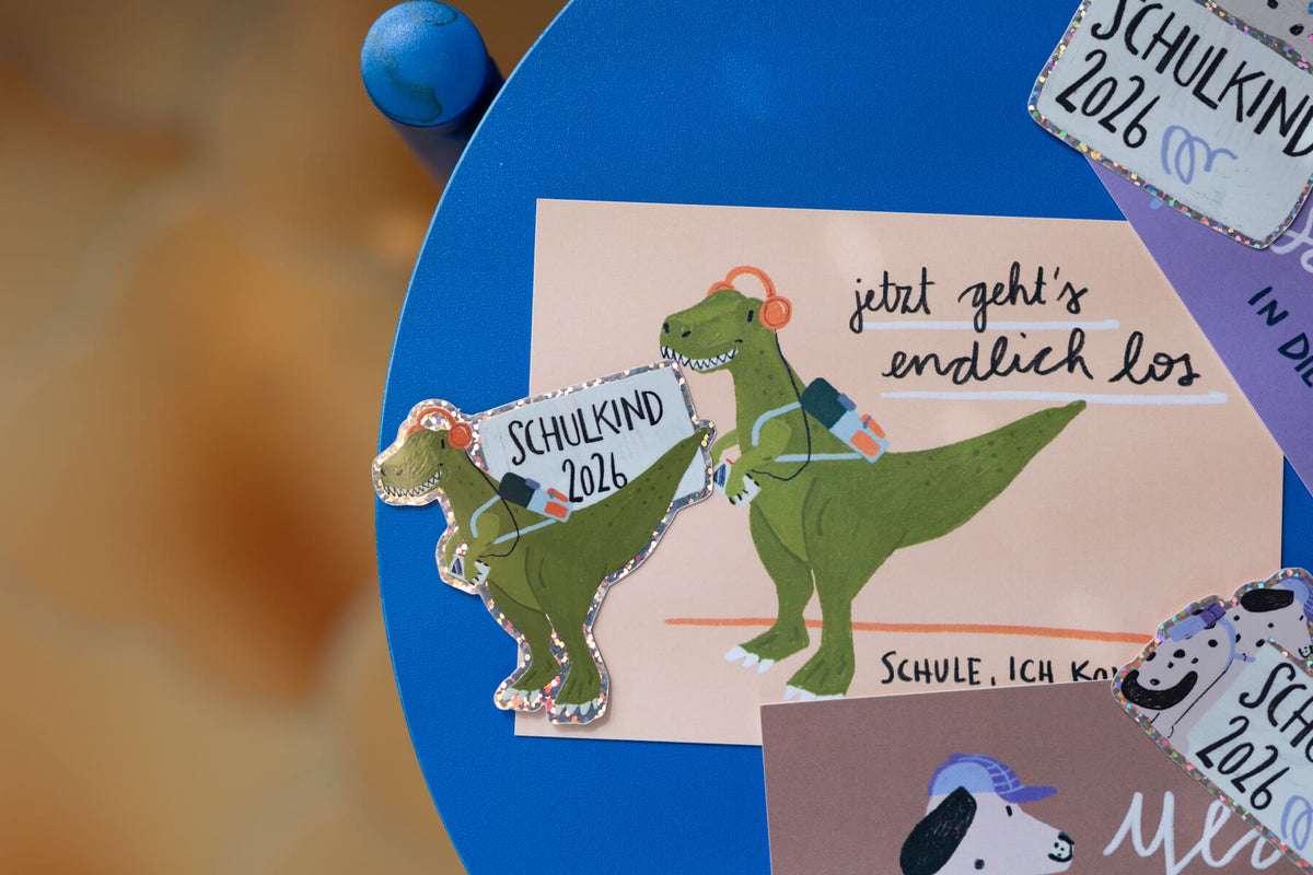 Karte - Schulkind T-Rex