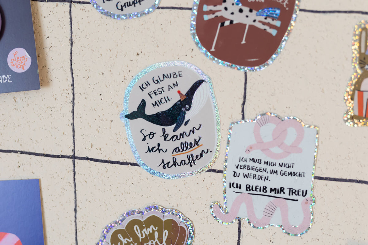 Glitzersticker - Wal - Ich glaube fest an mich