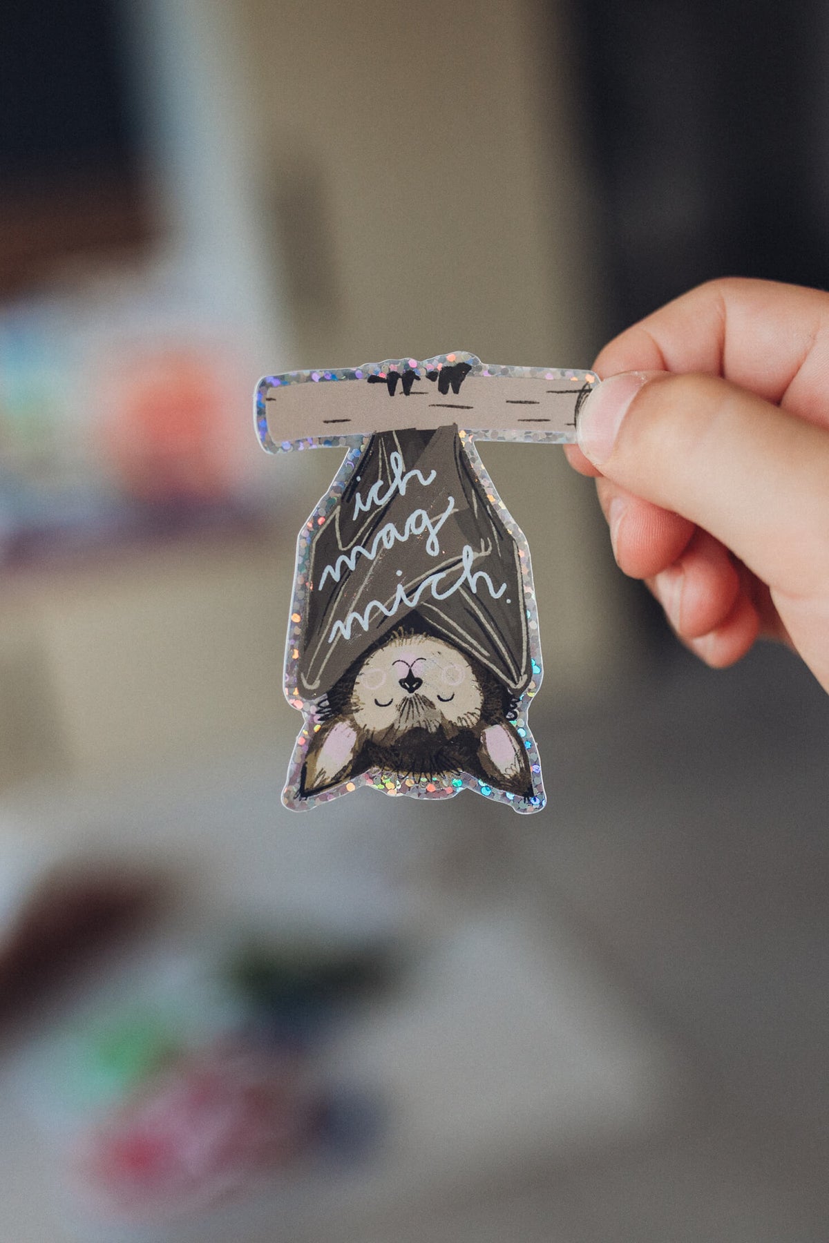 Glitzersticker - Fledermaus - Ich mag mich