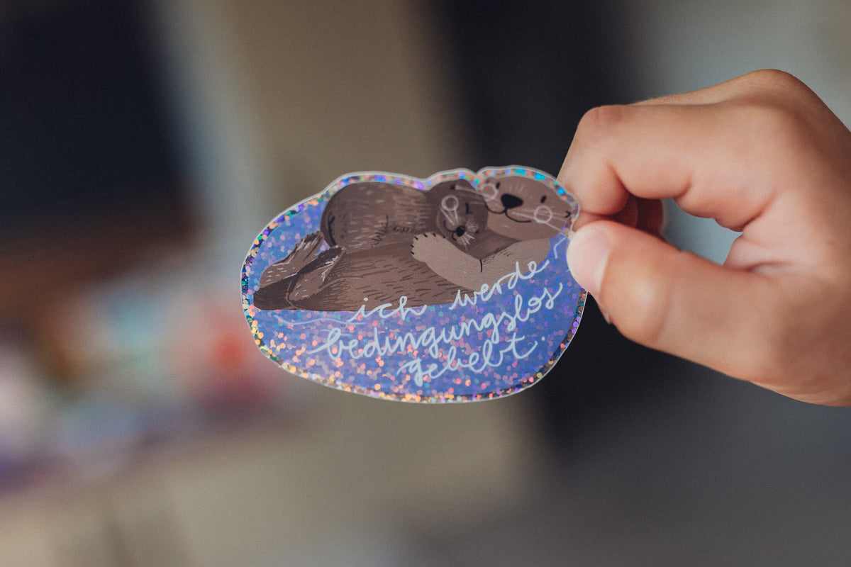 Glitzersticker - Otter - ich werde bedingungslos geliebt