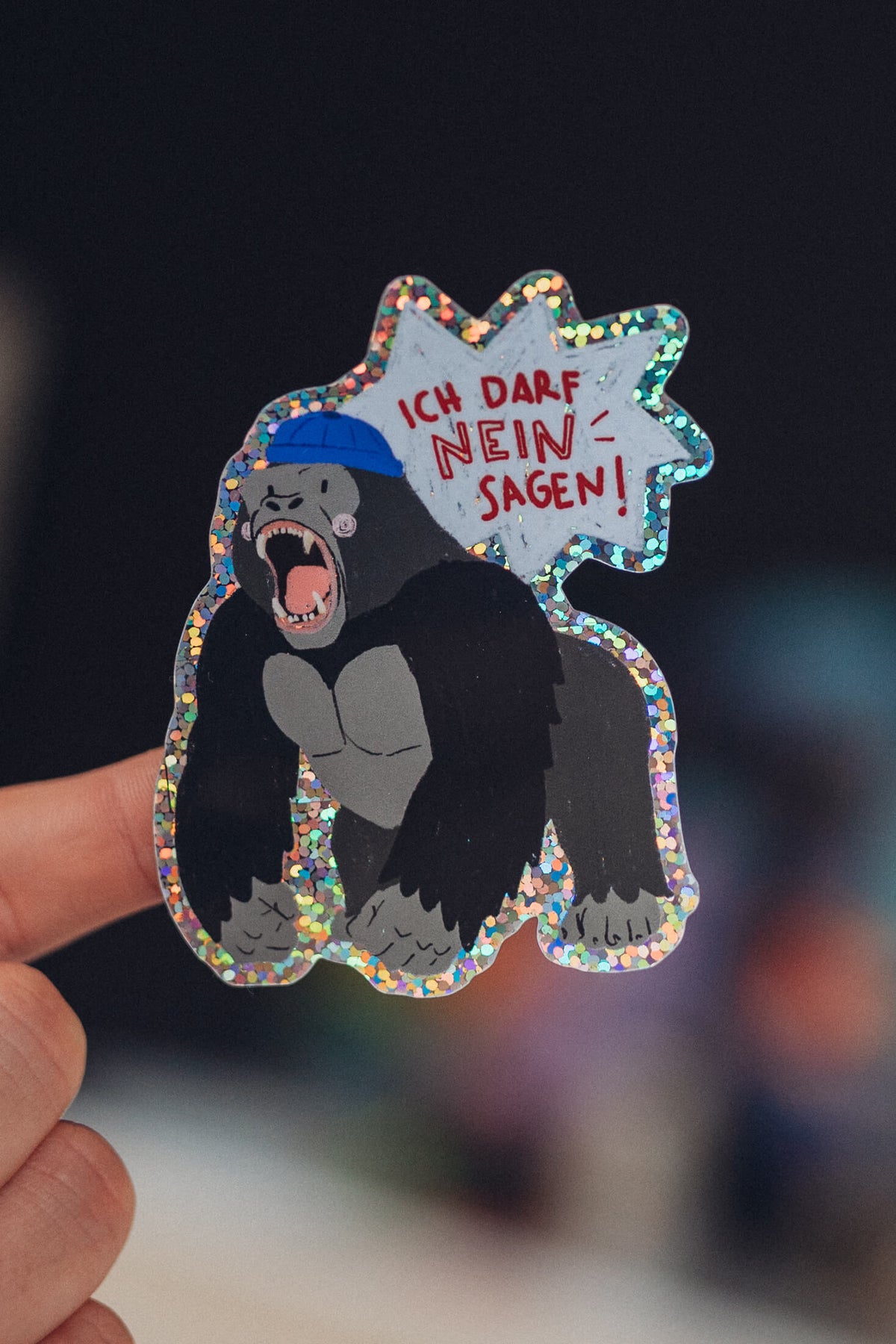 Glitzersticker - Gorilla - Ich darf Nein sagen