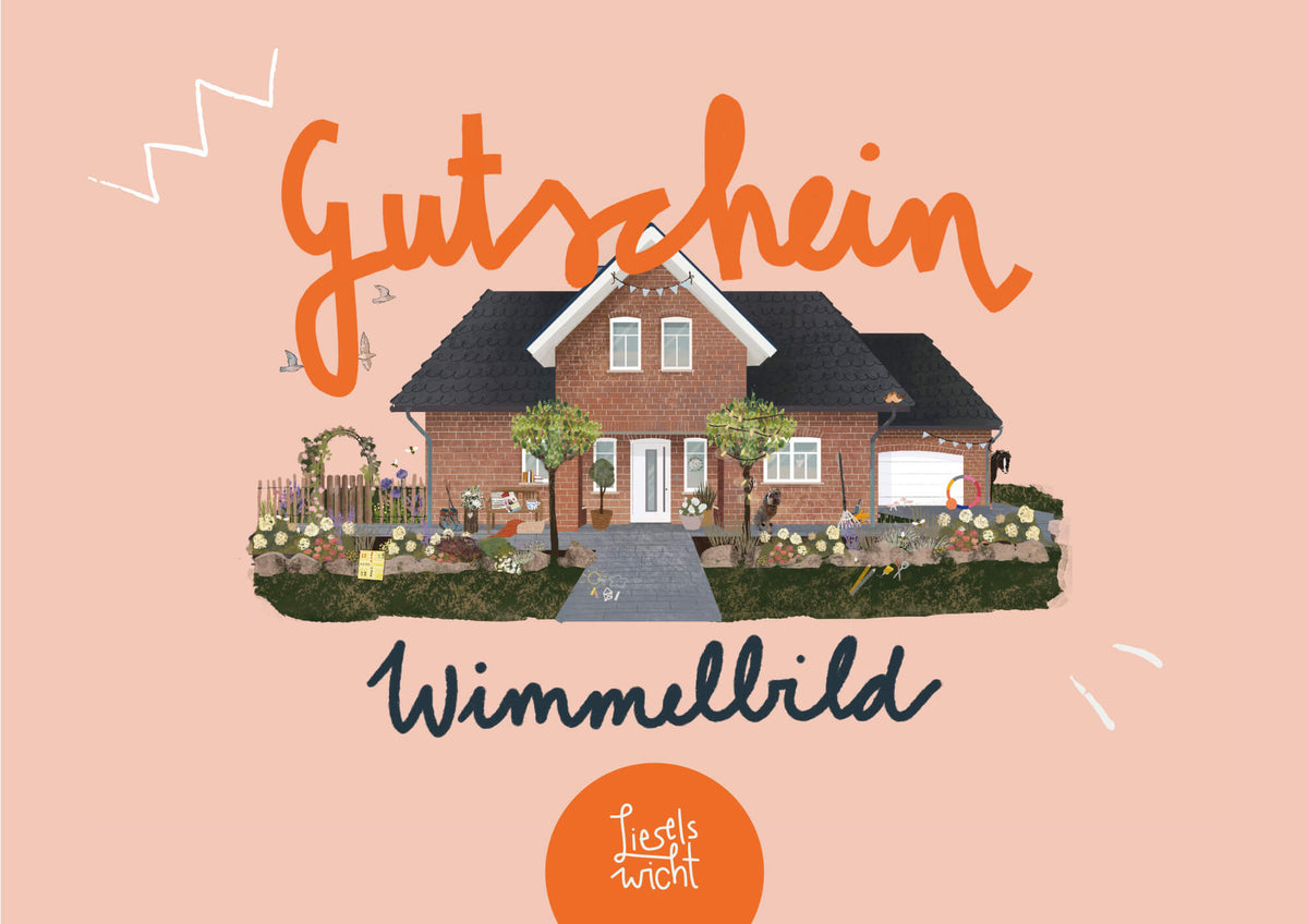 Gutschein – Hausillustration Wimmelbild