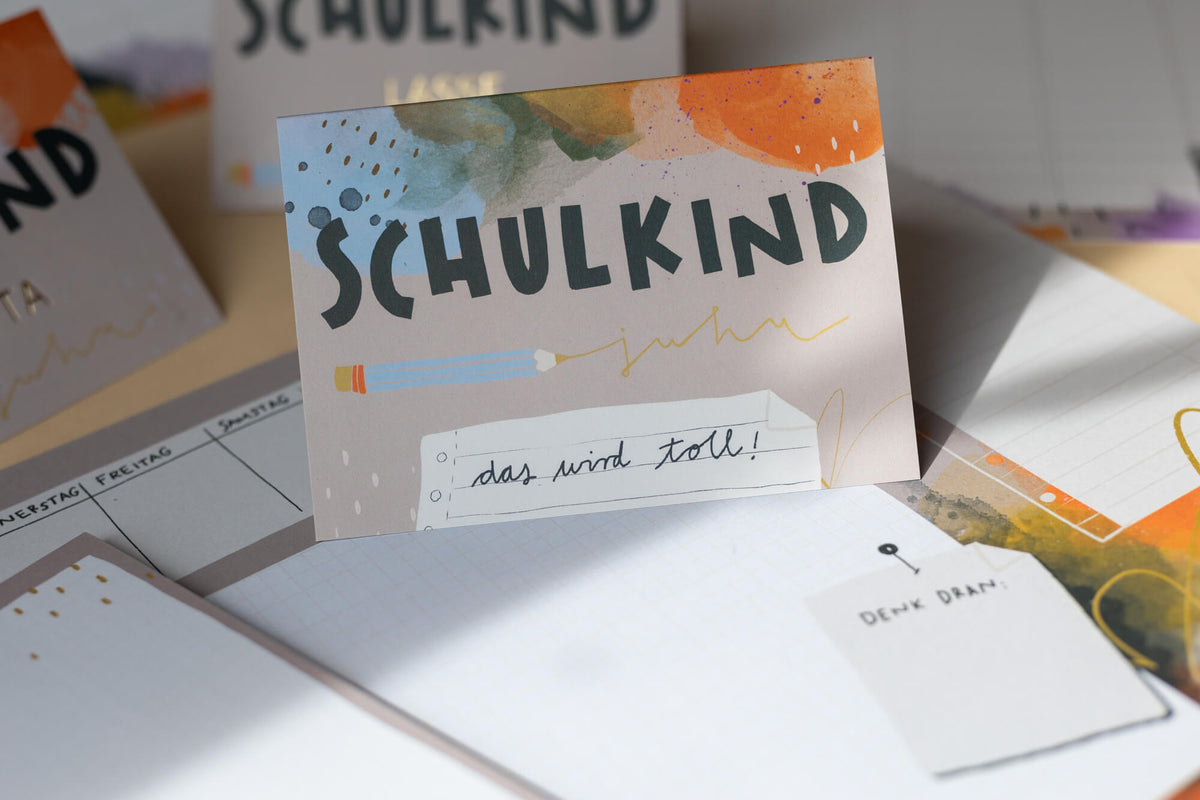 Klappkarte - Schulkind Watercolor