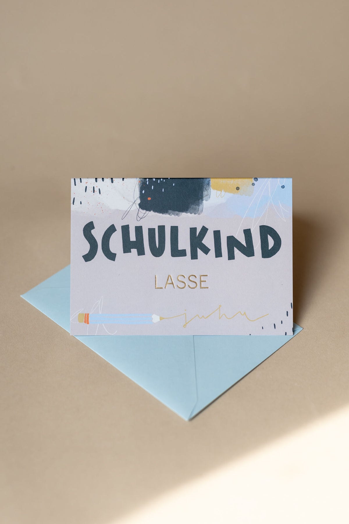 Klappkarte - Schulkind Indigo - personalisiert