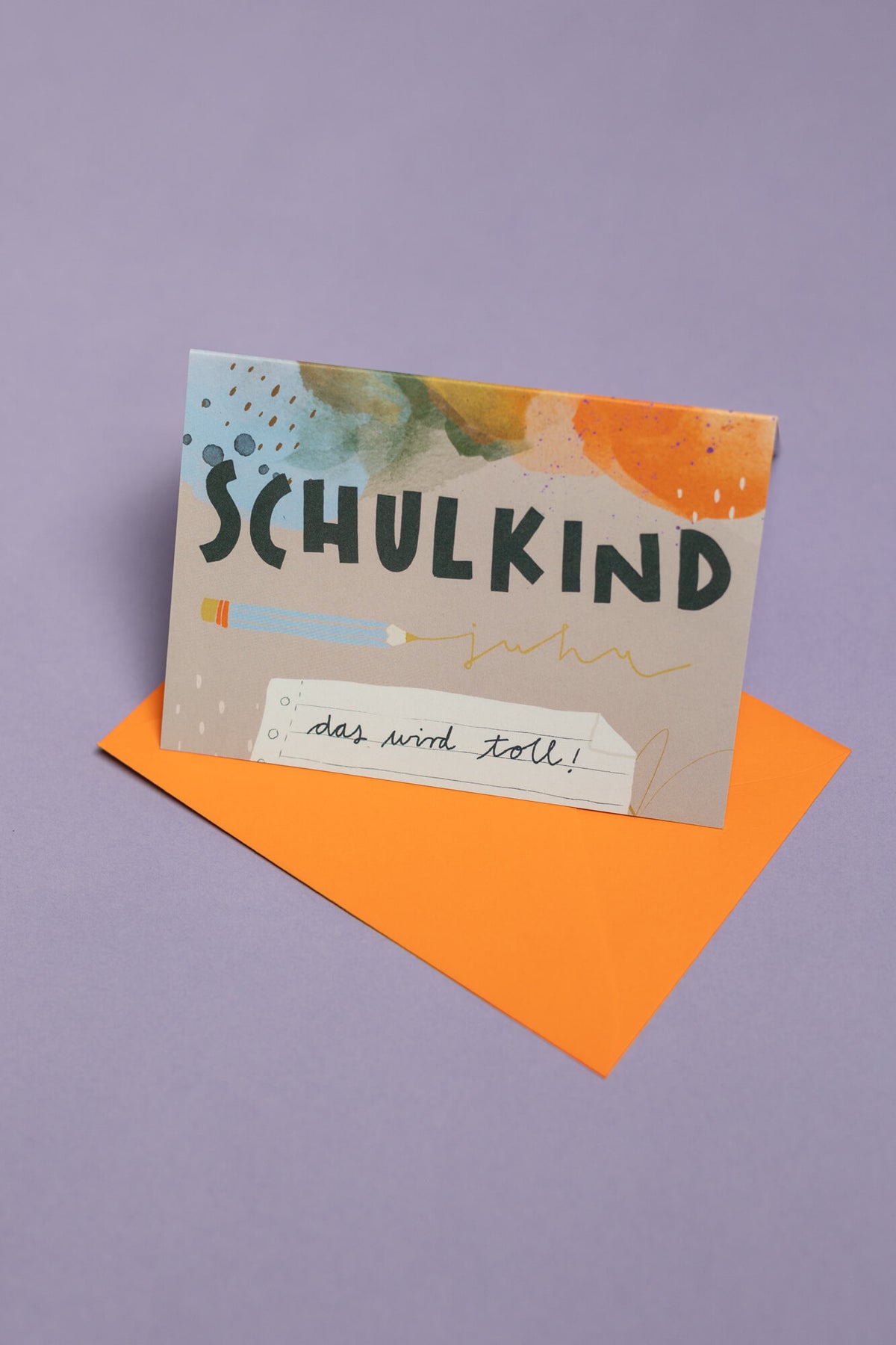 Klappkarte - Schulkind Watercolor