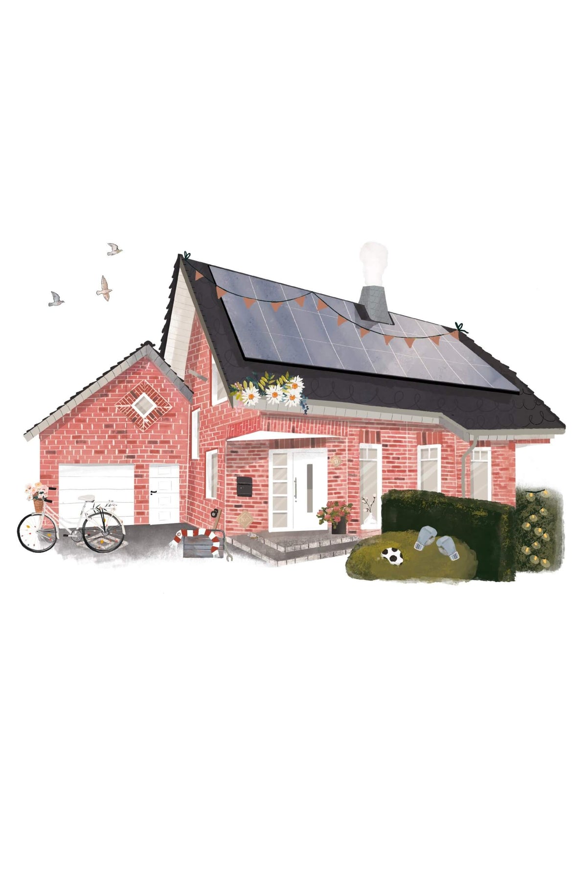 Hausillustration - Wimmelbild