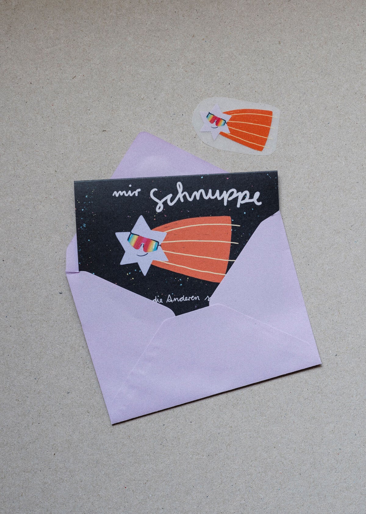 Mir Schnuppe Kraftkärtchen - Din A7 Klappkarte mit Bügelbild
