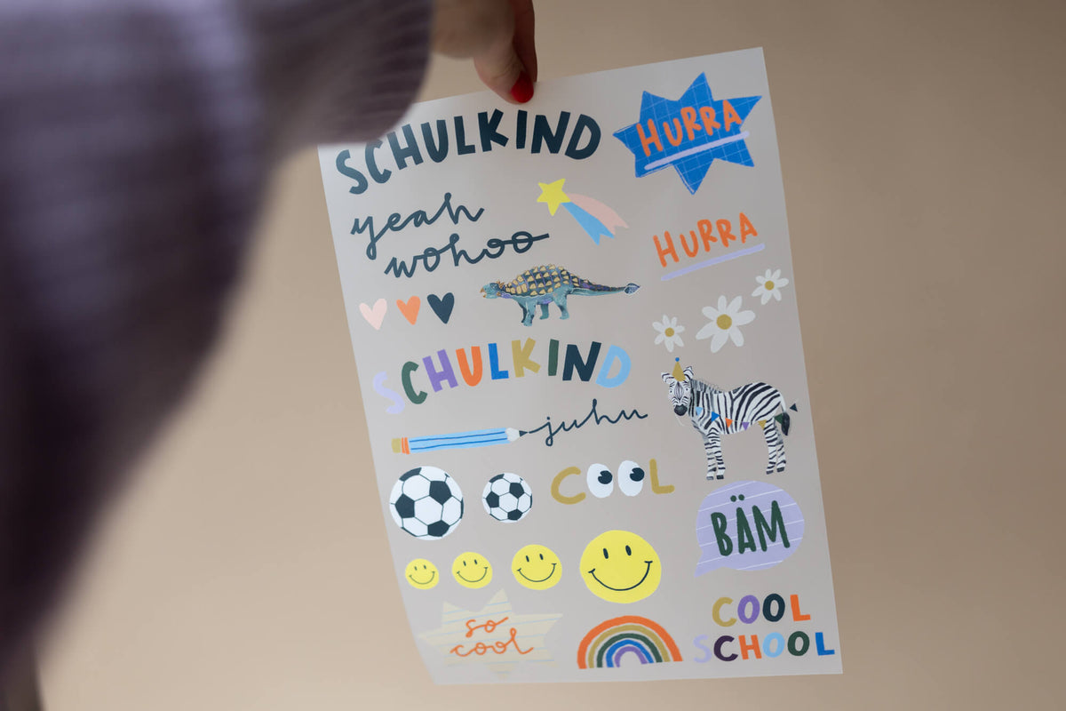 Bügelbilder Schulkind Set Fußball - A4 Bogen