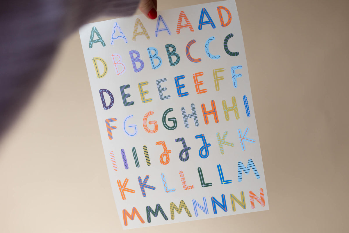 Bügelbuchstaben Kreativset - Colorful Stripes + Motivbögen - Schulkind Edition