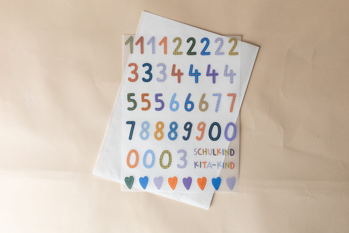 Bügelbuchstaben Kreativset - Colorful Stripes + Motivbögen - Schulkind Edition