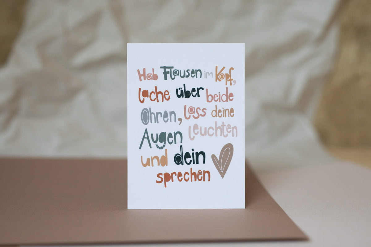 graviertes Holzkästchen für Kinder - Flausen + passende Karte
