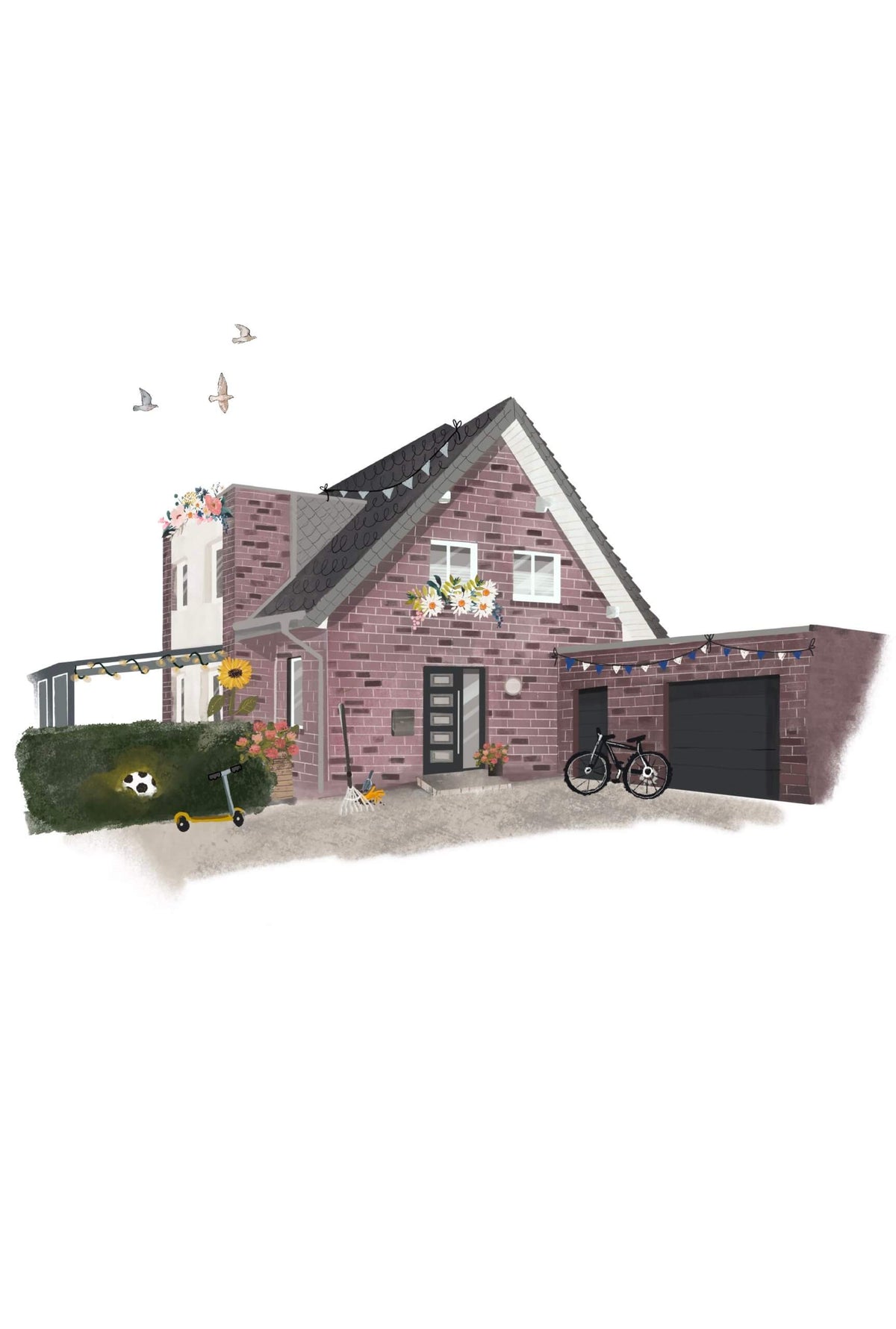 Hausillustration - Wimmelbild