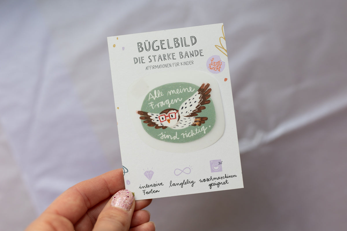Mini Bügelbild - Eule - Die starke Bande