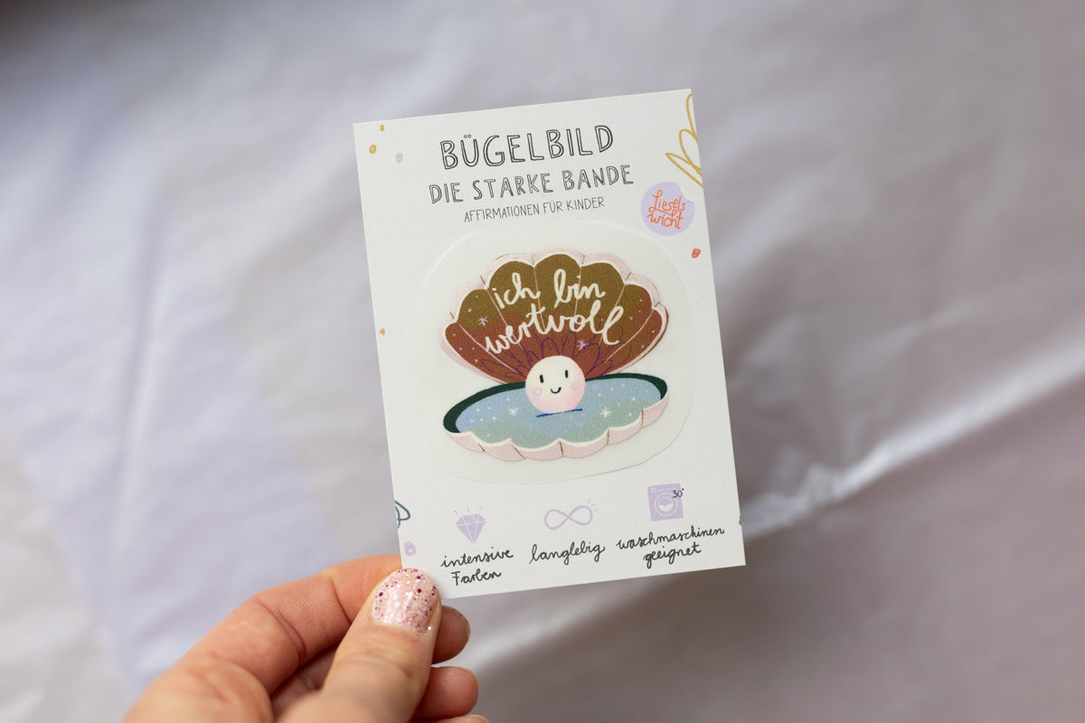 Mini Bügelbild - Muschel - Die starke Bande