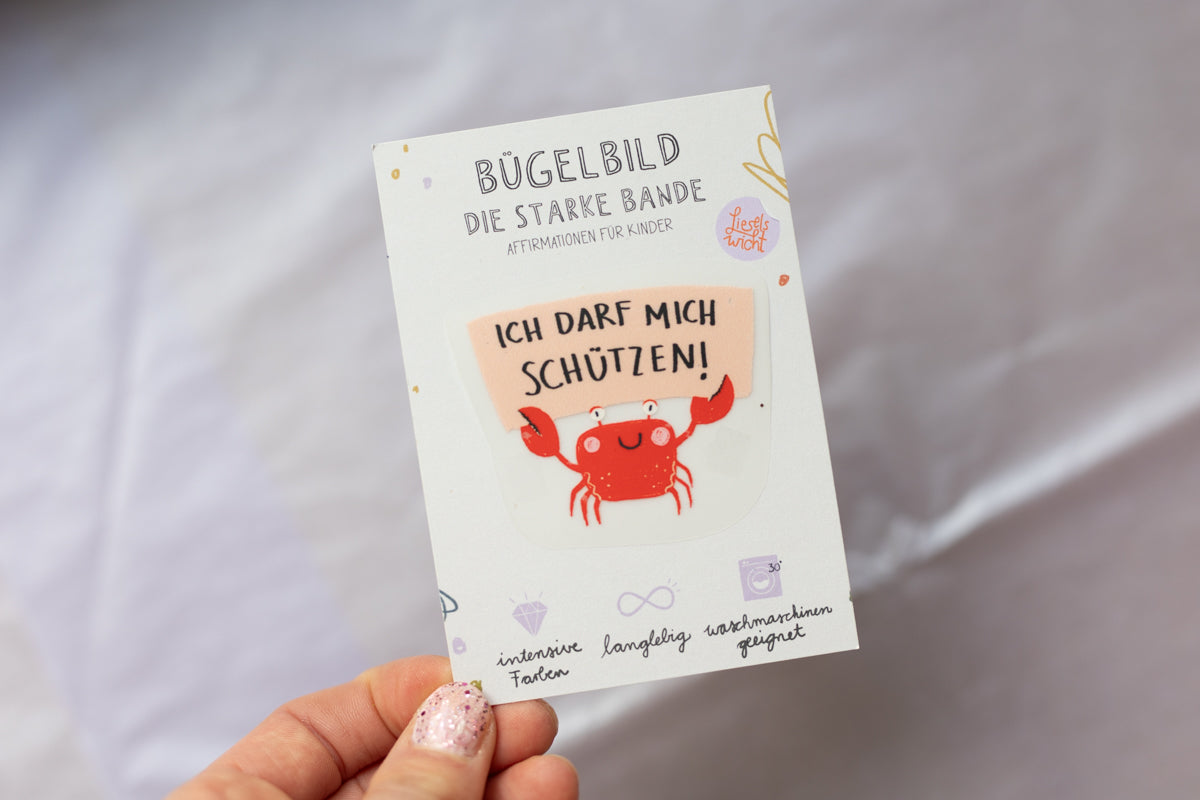 Mini Bügelbild - Krabbe - Die starke Bande