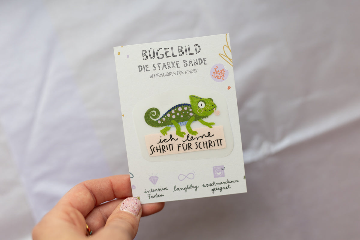 Mini Bügelbild - Chamäleon - Die starke Bande
