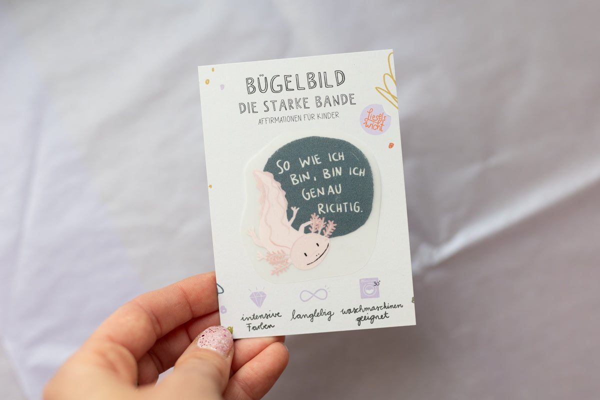 Mini Bügelbild - Axolotl - Die starke Bande