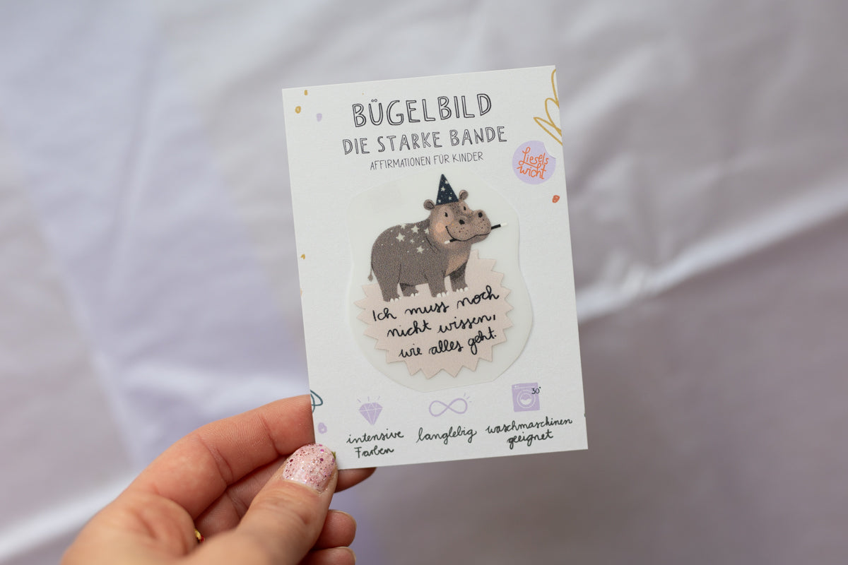 Mini Bügelbild - Nilpferd - Die starke Bande