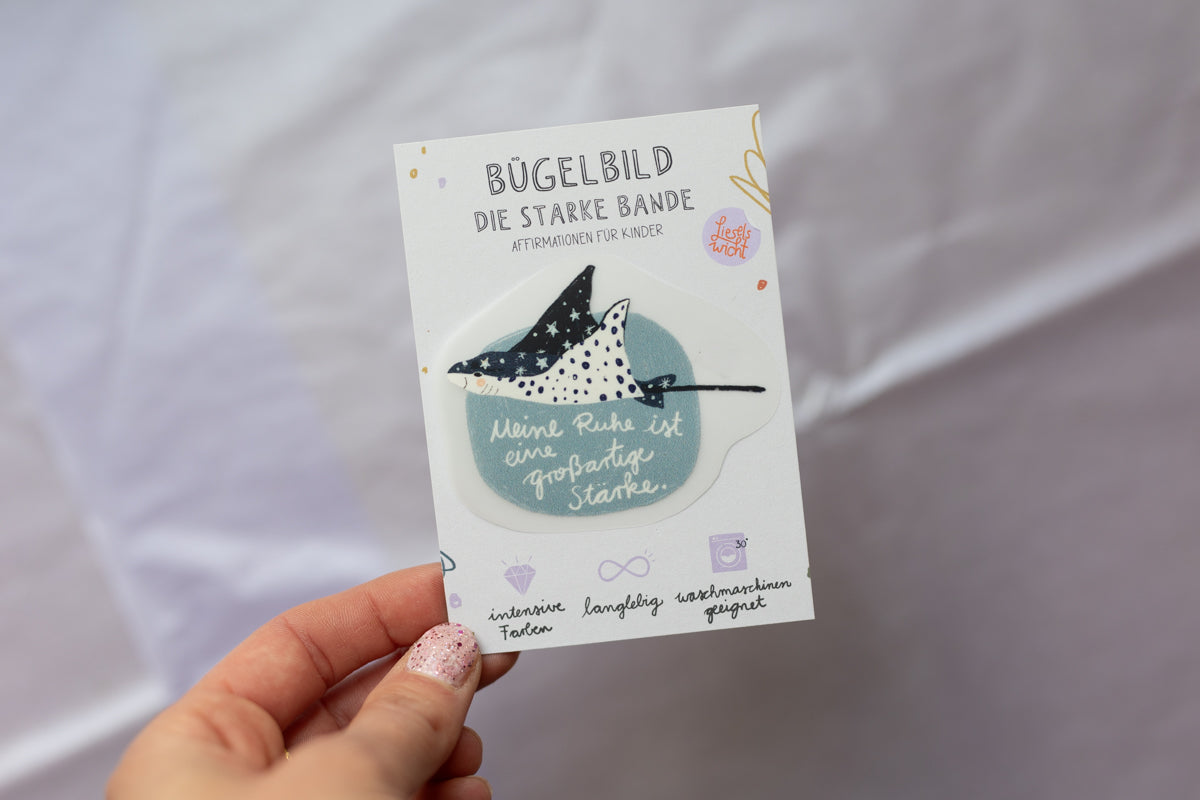 Mini Bügelbild - Rochen - Die starke Bande