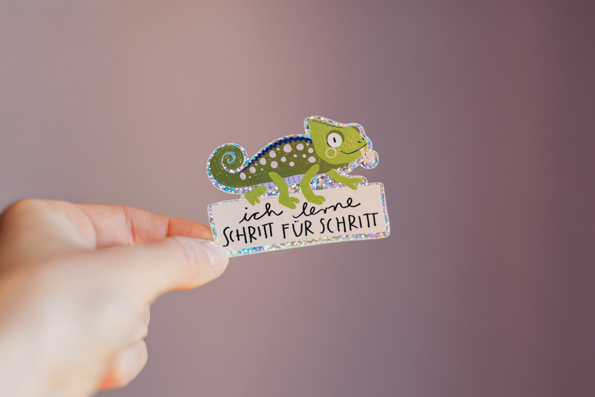 Glitzersticker - Chamäleon - Schritt für Schritt