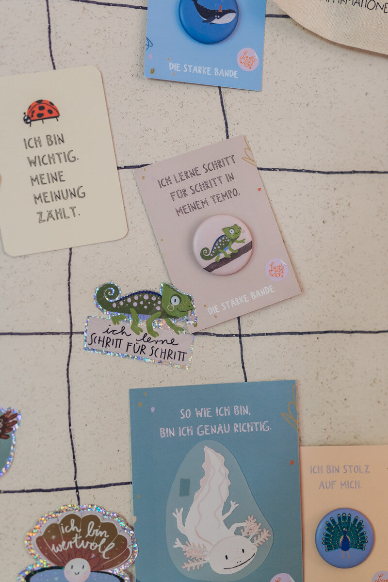 Glitzersticker - Chamäleon - Schritt für Schritt
