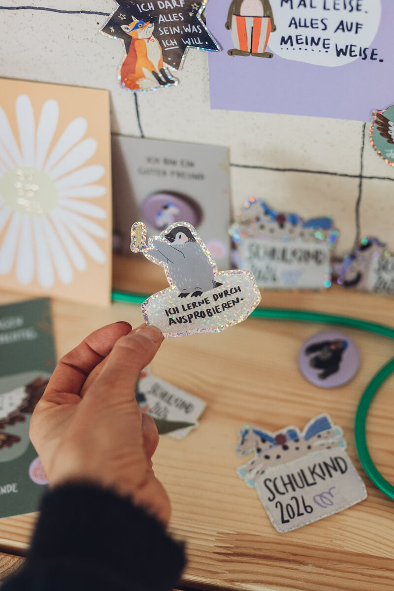 Glitzersticker - Pinguin - Lernen durch ausprobieren