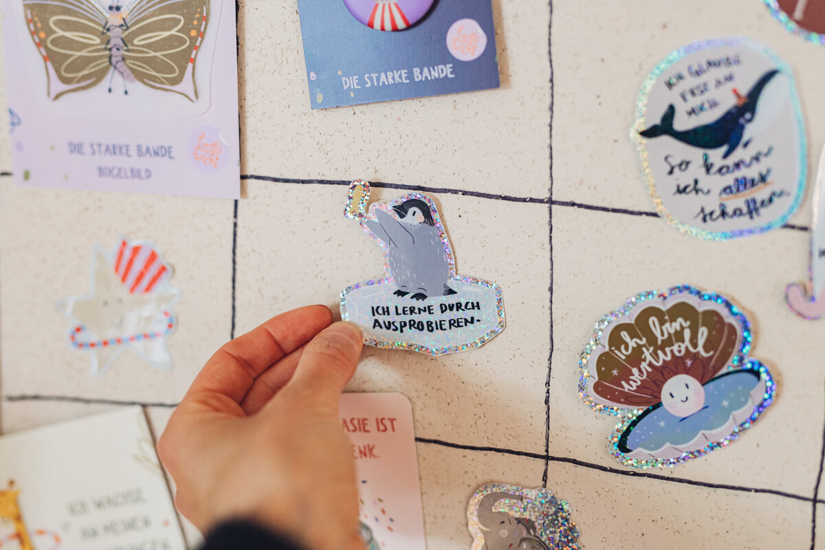 Glitzersticker - Pinguin - Lernen durch ausprobieren