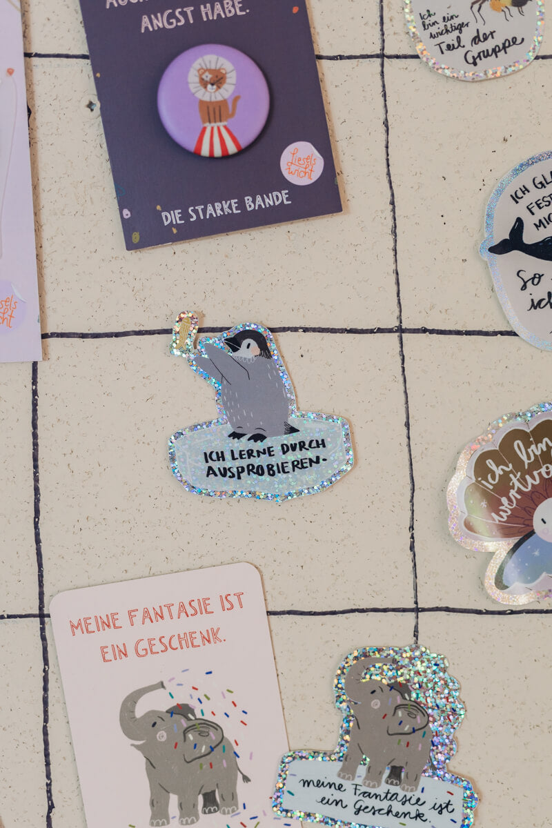 Glitzersticker - Pinguin - Lernen durch ausprobieren