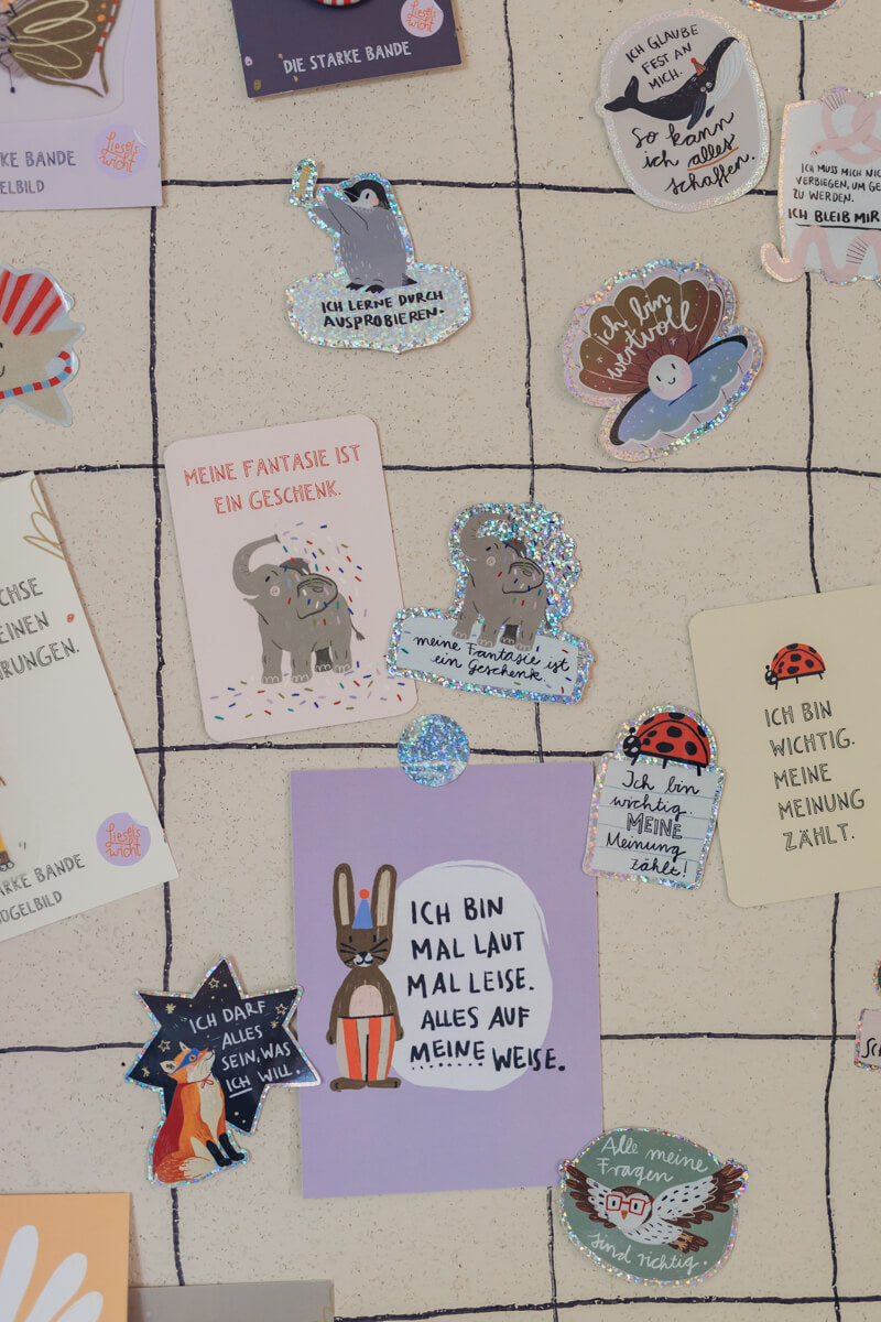 Glitzersticker - Eule - meine Fragen sind wichtig