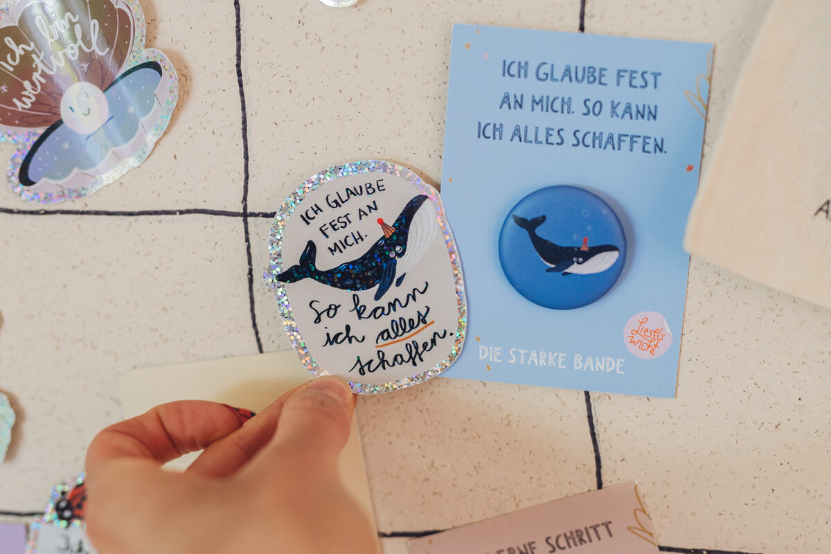 Glitzersticker - Wal - Ich glaube fest an mich