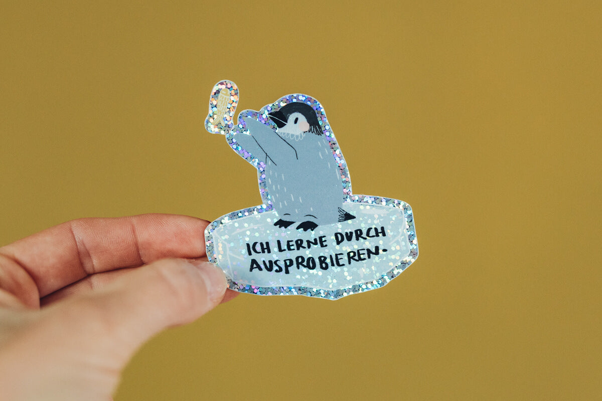 Glitzersticker - Pinguin - Lernen durch ausprobieren