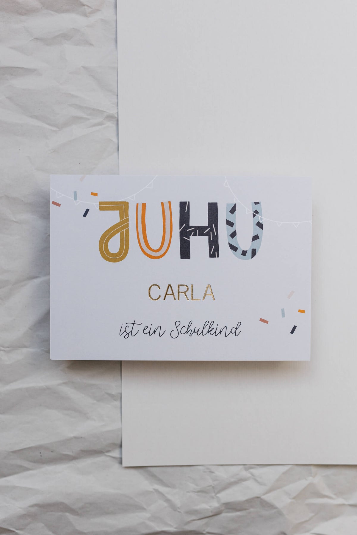 Prägekarte - Juhu Schulkind - personalisiert