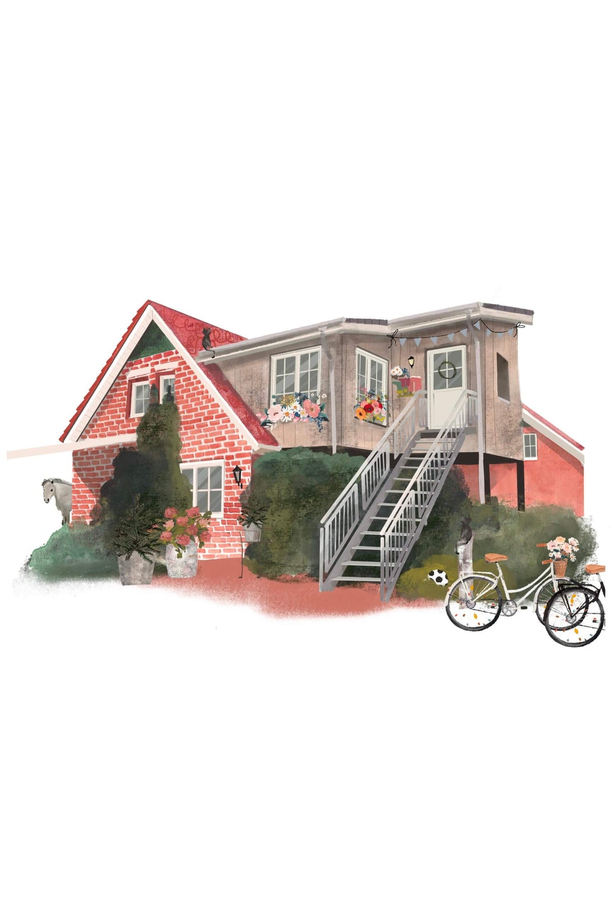 Hausillustration - Wimmelbild