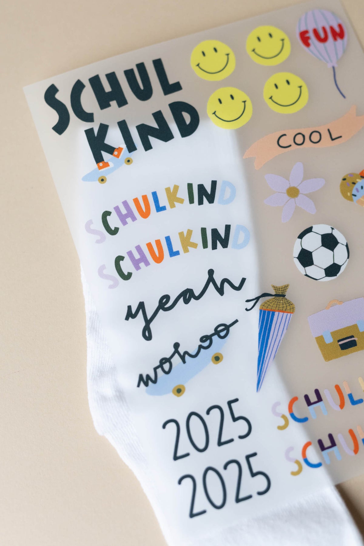 Bügelbilder - Schulkindsocken - Wohoo