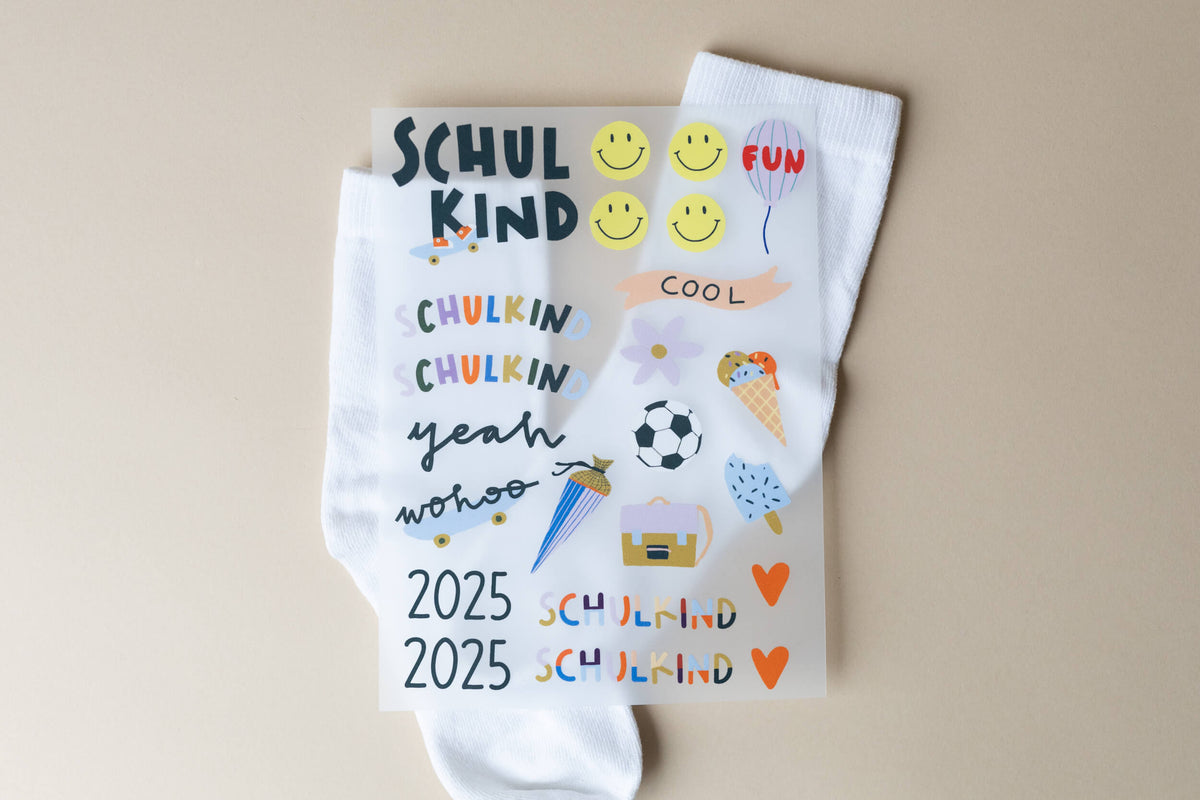 Bügelbilder - Schulkindsocken - Wohoo
