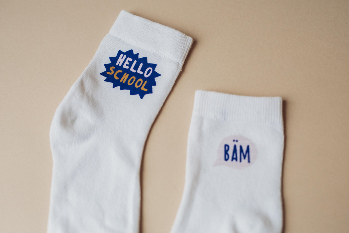 Bügelbilder - Schulkindsocken - Bäm