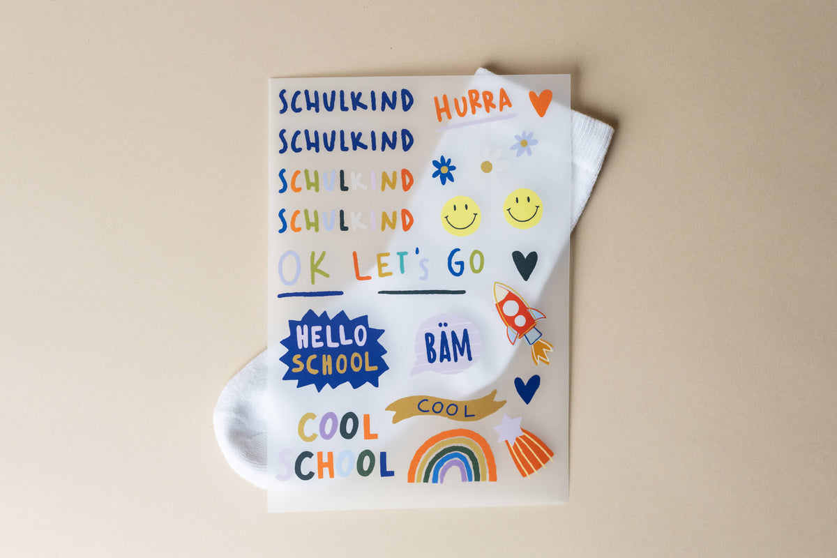 Bügelbilder - Schulkindsocken - Bäm