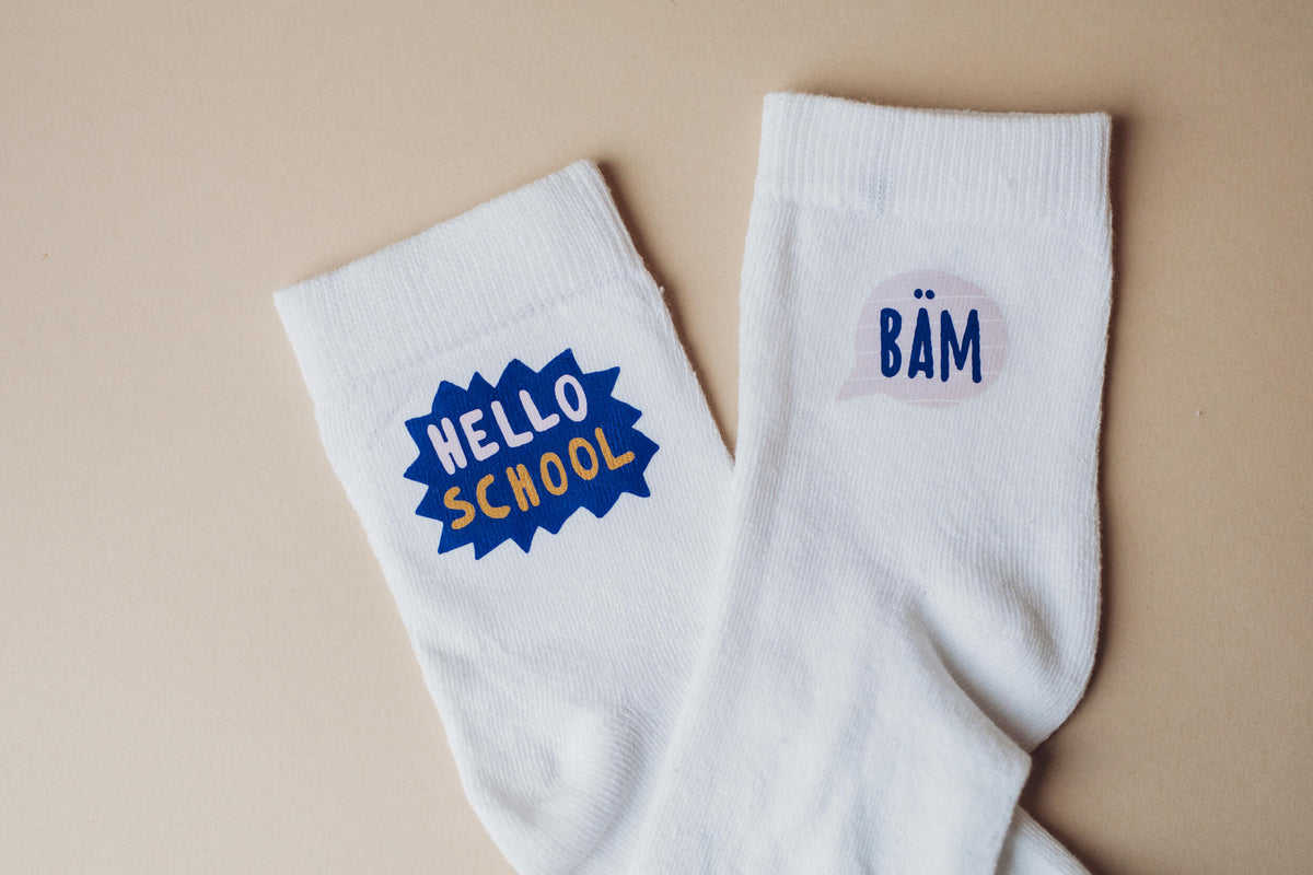 Bügelbilder - Schulkindsocken - Bäm