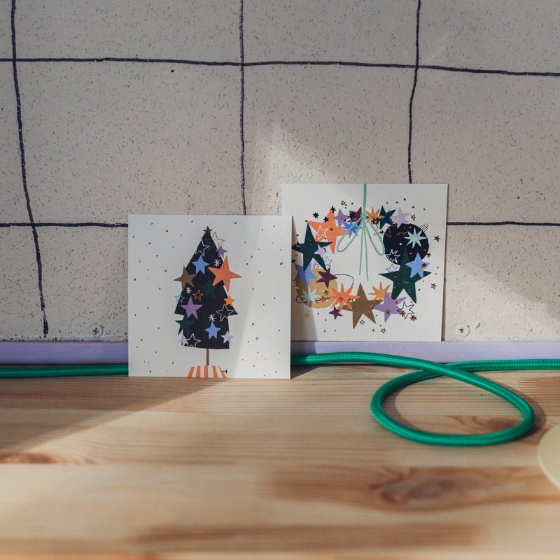 5er Set - Tanne Sterne - quadratisch klein