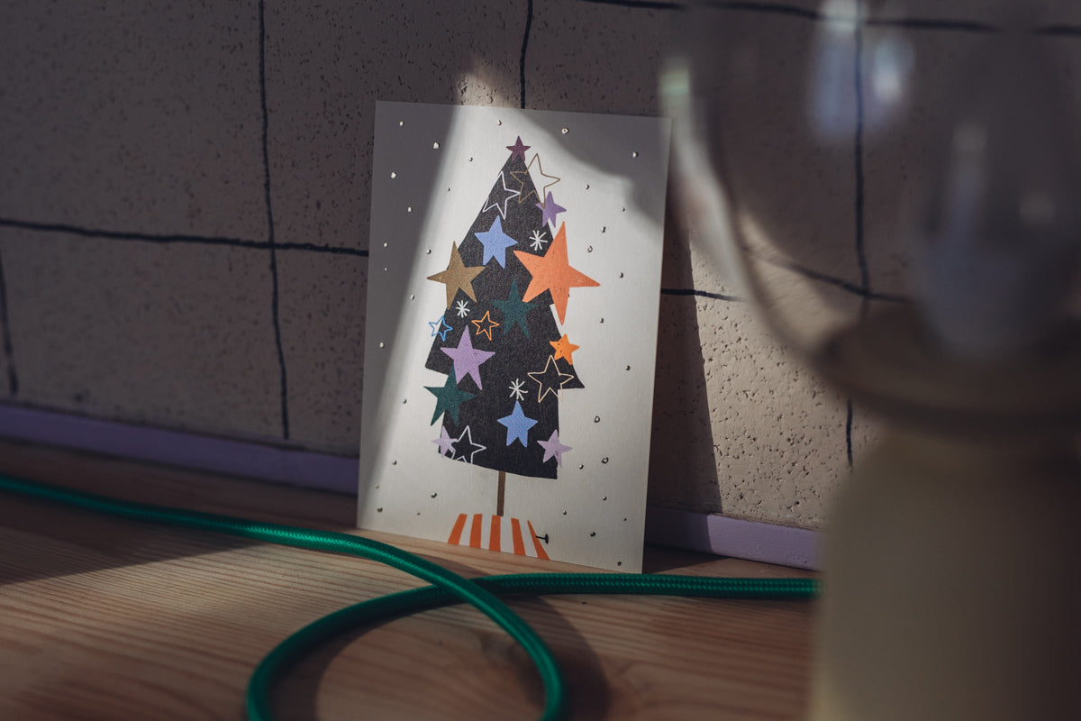 Weihnachtskarte - Tannenbaum Sterne