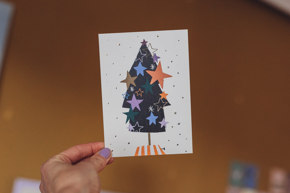 Weihnachtskarte - Tannenbaum Sterne