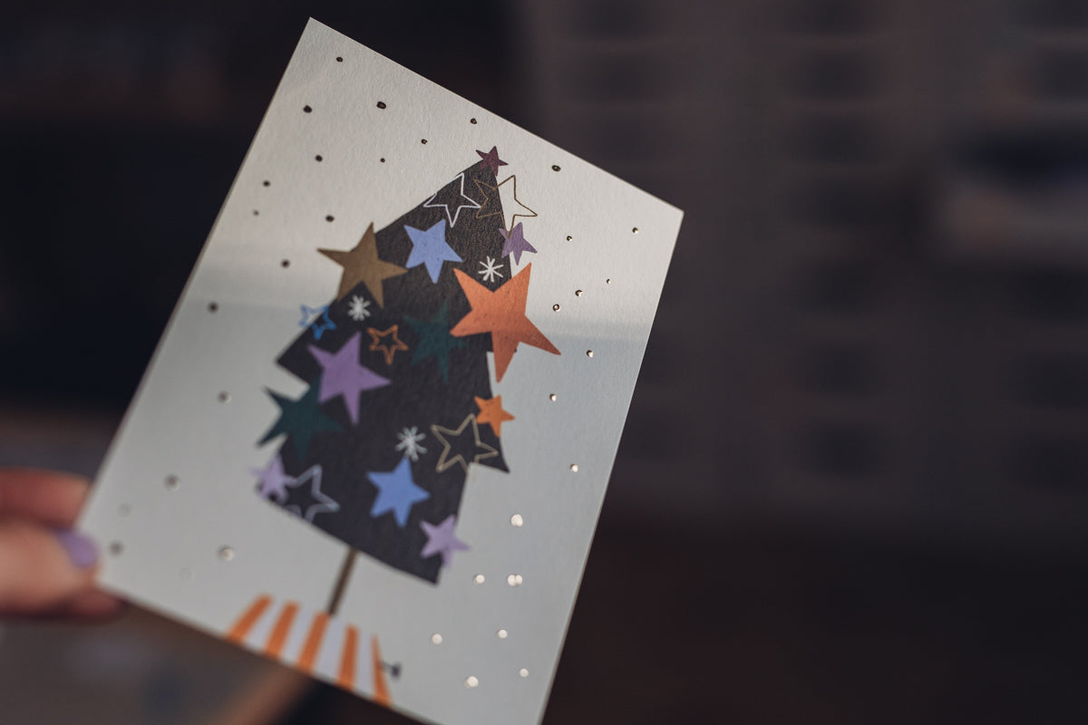 Weihnachtskarte - Tannenbaum Sterne