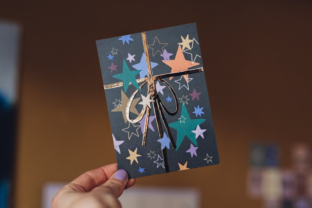 Weihnachtskarte - Geschenk Schleife